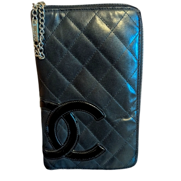 Chanel Long Round Cambon Zip Black Line Wallet - Picture 1 of 14